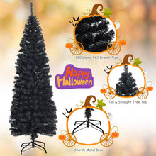 Load image into Gallery viewer, Gymax 6FT Unlit Black Halloween Pencil Tree Christmas Tree w/ 520 PVC Branch Tips

