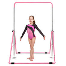Load image into Gallery viewer, Gymax Kids Expandable Gymnastics Bar Height Adjustable Gymnastic Training Bar Pink/Blue

