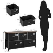 Load image into Gallery viewer, Gymax 5-Drawer Dresser Storage Organizer Chest Fabric Drawer w/Labels Black
