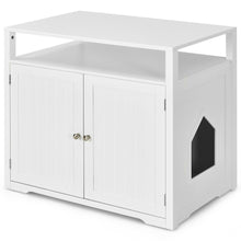 Load image into Gallery viewer, Gymax Wooden Cat Litter Box Enclosure Hidden Cat Washroom w/ Storage Layer Brown
