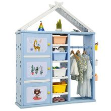 Load image into Gallery viewer, Gymax Kids Wardrobe Costume Storage Closet Pretend Dresser Hanging Armoire
