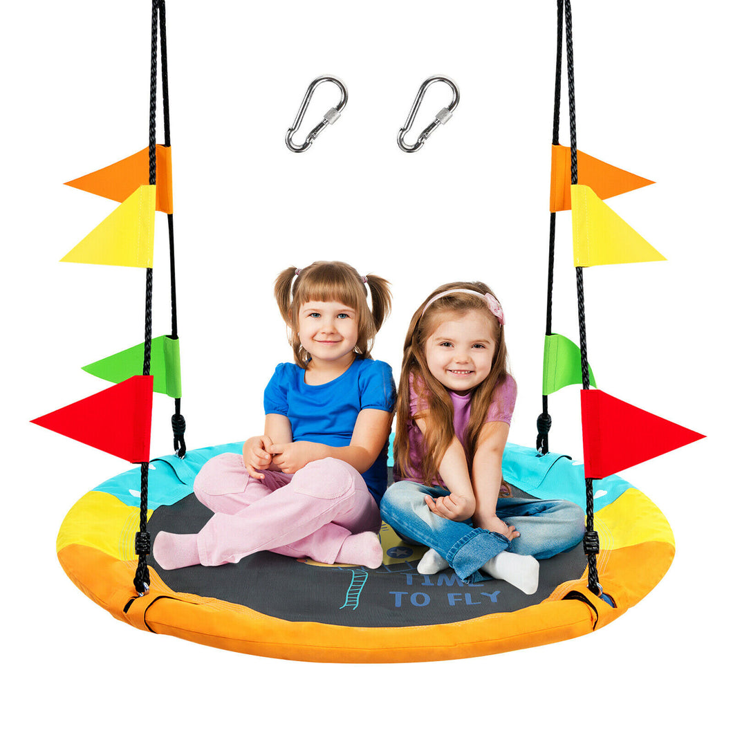 Gymax 40'' Flying Saucer Tree Swing Indoor Outdoor Swing w/Hanging Strap Helicopter