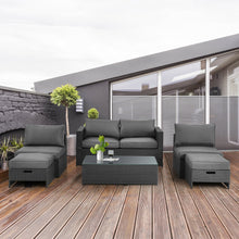 Load image into Gallery viewer, Gymax 6PCS Rattan Patio Conversation Furniture Set Cushioned Sectional Sofa Set
