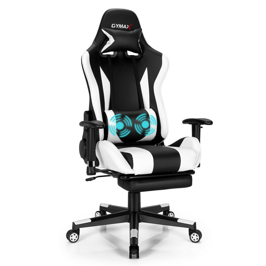 Gymax Massage Gaming Chair Adjustable Swivel Computer Office Chair w/ Footrest