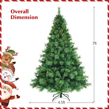 Load image into Gallery viewer, Gymax 7 FT Pre-Lit Artificial Christmas Tree Lush Hinged Xmas Tree w/ LED Lights

