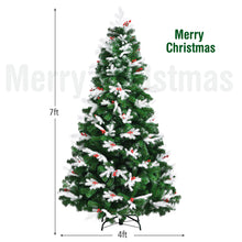 Load image into Gallery viewer, Gymax 5/6/7 FT Snow Flocked Christmas Tree Hinged Artificial Xmas Tree w/ Red Berries
