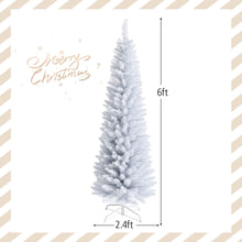 Load image into Gallery viewer, Gymax 5/6/7 FT Artificial Pencil White Christmas Tree Leafy Unlit Slim Xmas Tree
