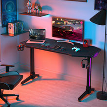 Load image into Gallery viewer, Gymax 55&#39;&#39; Gaming Desk T-shaped Computer Desk w/ Full Mouse Pad &amp; LED Lights
