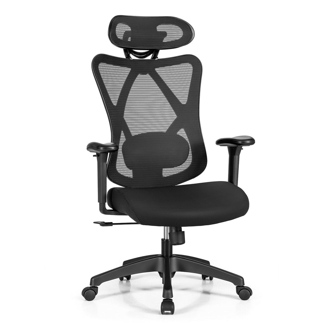 Gymax Reclining Mesh Office Chair Swivel Chair w Adjustable Lumbar Support