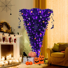 Load image into Gallery viewer, Gymax 6FT Pre-lit Upside Down Black Halloween Tree Artificial Christmas Tree
