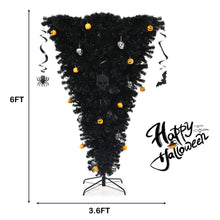 Load image into Gallery viewer, Gymax 6FT Pre-lit Upside Down Black Halloween Tree Artificial Christmas Tree
