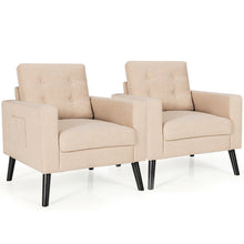 Load image into Gallery viewer, Gymax Set of 2 Upholstered Accent Chair Single Sofa Armchair w/ Wooden Legs
