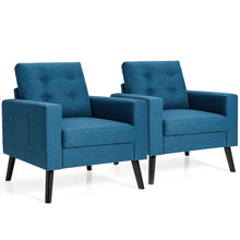 Load image into Gallery viewer, Gymax Set of 2 Upholstered Accent Chair Single Sofa Armchair w/ Wooden Legs
