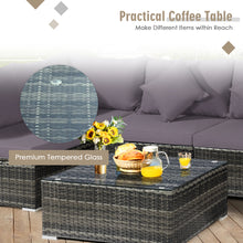 Load image into Gallery viewer, Gymax 7PCS PE Rattan Patio Sectional Sofa Conversation Set w Grey Cushions
