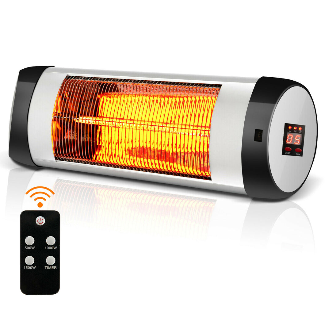 Gymax Wall-Mounted Electric Heater Patio Infrared Heater W Remote Control