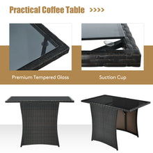 Load image into Gallery viewer, Gymax 3PCS Patio Wicker Bistro Set PE Rattan Dining Table Set w Navy Cushions

