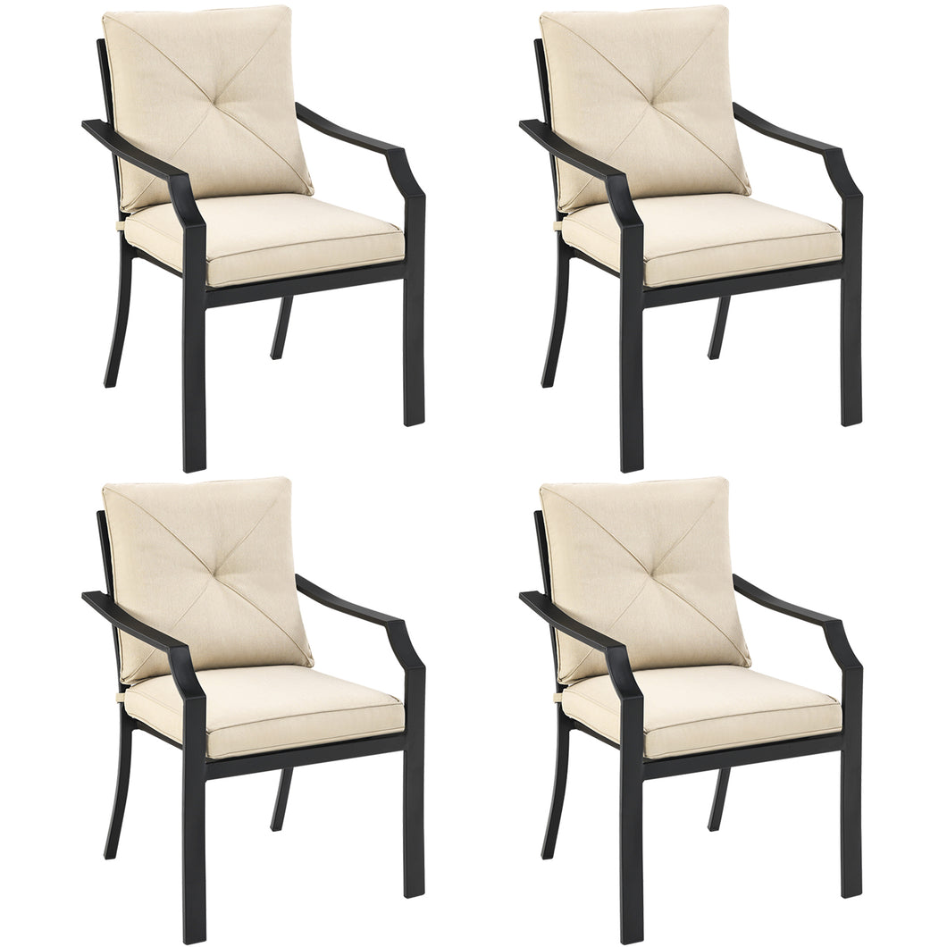 Gymax Set of 4 Stackable Patio Dining Chair Cushioned Armchair Bistro Chair
