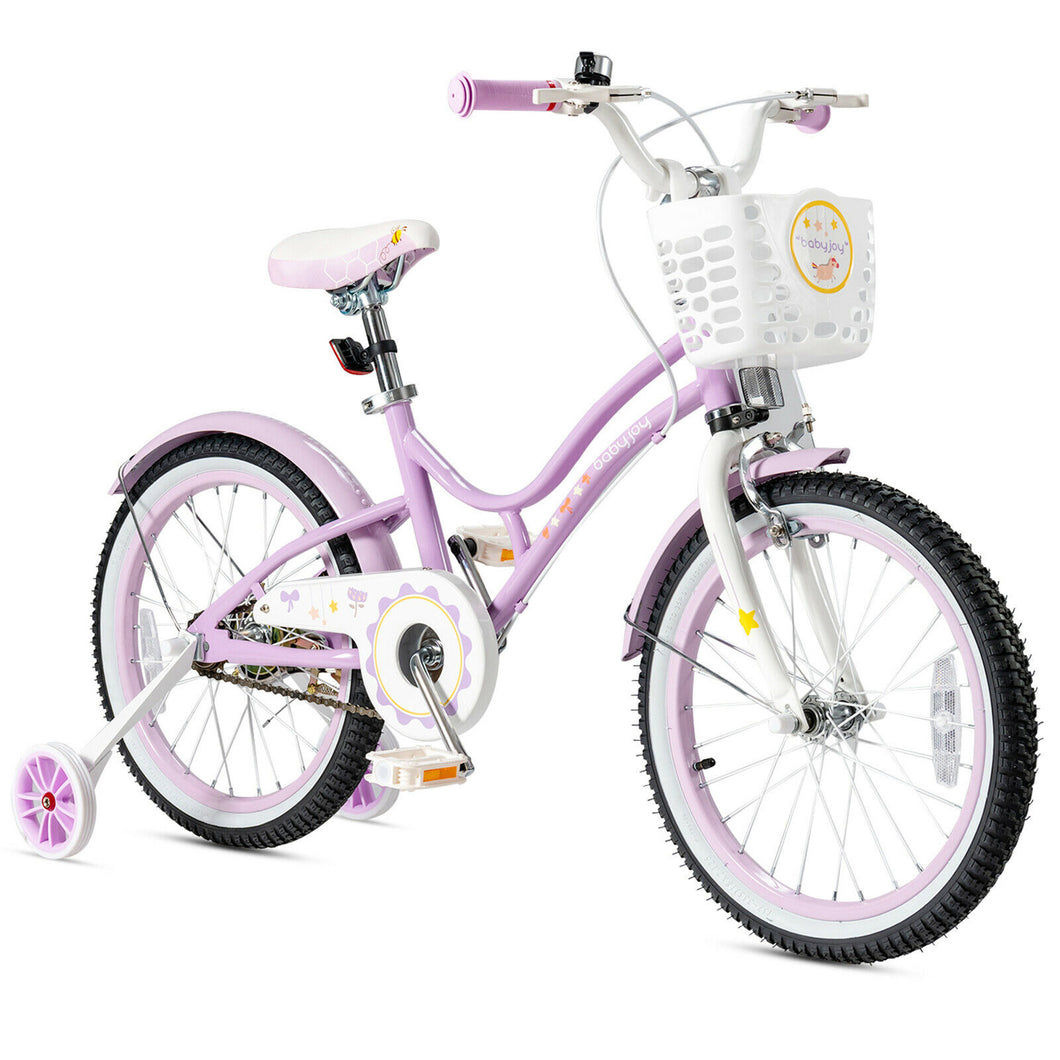 Gymax 18'' Kids Bike Toddlers Freestyle Adjustable Bicycle w Training Wheels