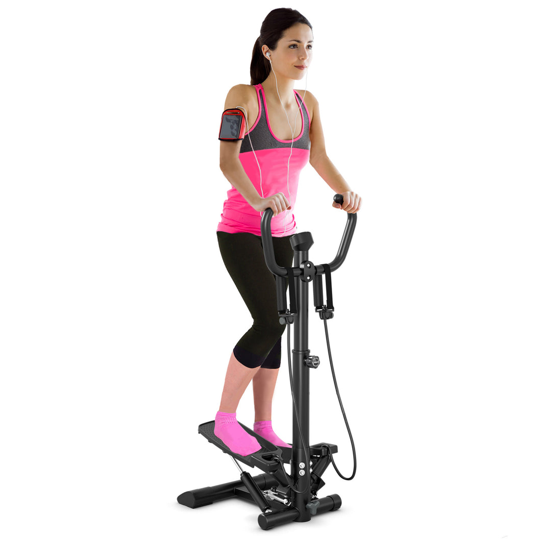 Gymax Adjustable Stair Step Machine Fitness Twisting Stepper w Removable Handlebar