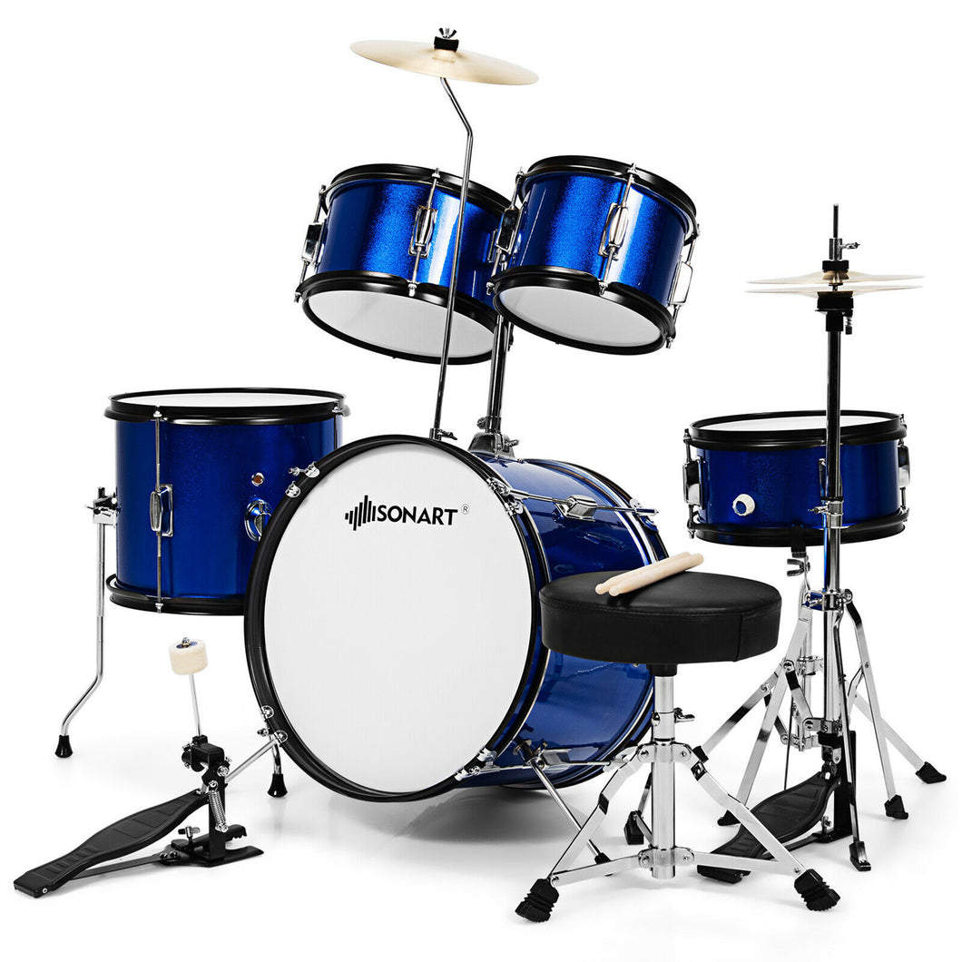 Gymax 16 Inch 5-Piece Complete Kids Junior Drum Set Children Beginner Kit