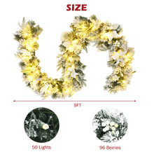 Load image into Gallery viewer, Gymax 9 FT Pre-Lit Artificial Flocked Christmas Garland w 50 LED Lights &amp; Timer
