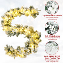 Load image into Gallery viewer, Gymax 9 FT Pre-Lit Artificial Flocked Christmas Garland w 50 LED Lights &amp; Timer
