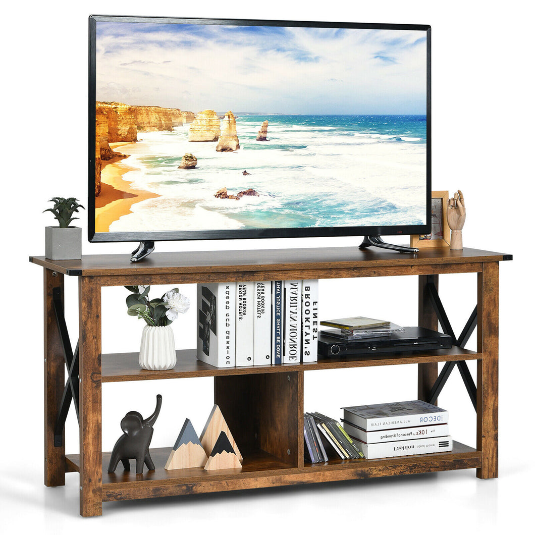 Gymax Modern Farmhouse TV Stand Entertainment Center for TV's up to 55'' wOpen Shelves