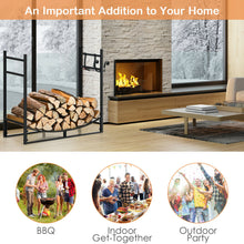 Load image into Gallery viewer, Gymax 33'' Firewood Rack W Removable Kindling Holder Steel Fireplace Wood

