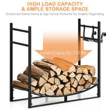 Load image into Gallery viewer, Gymax 33'' Firewood Rack W Removable Kindling Holder Steel Fireplace Wood
