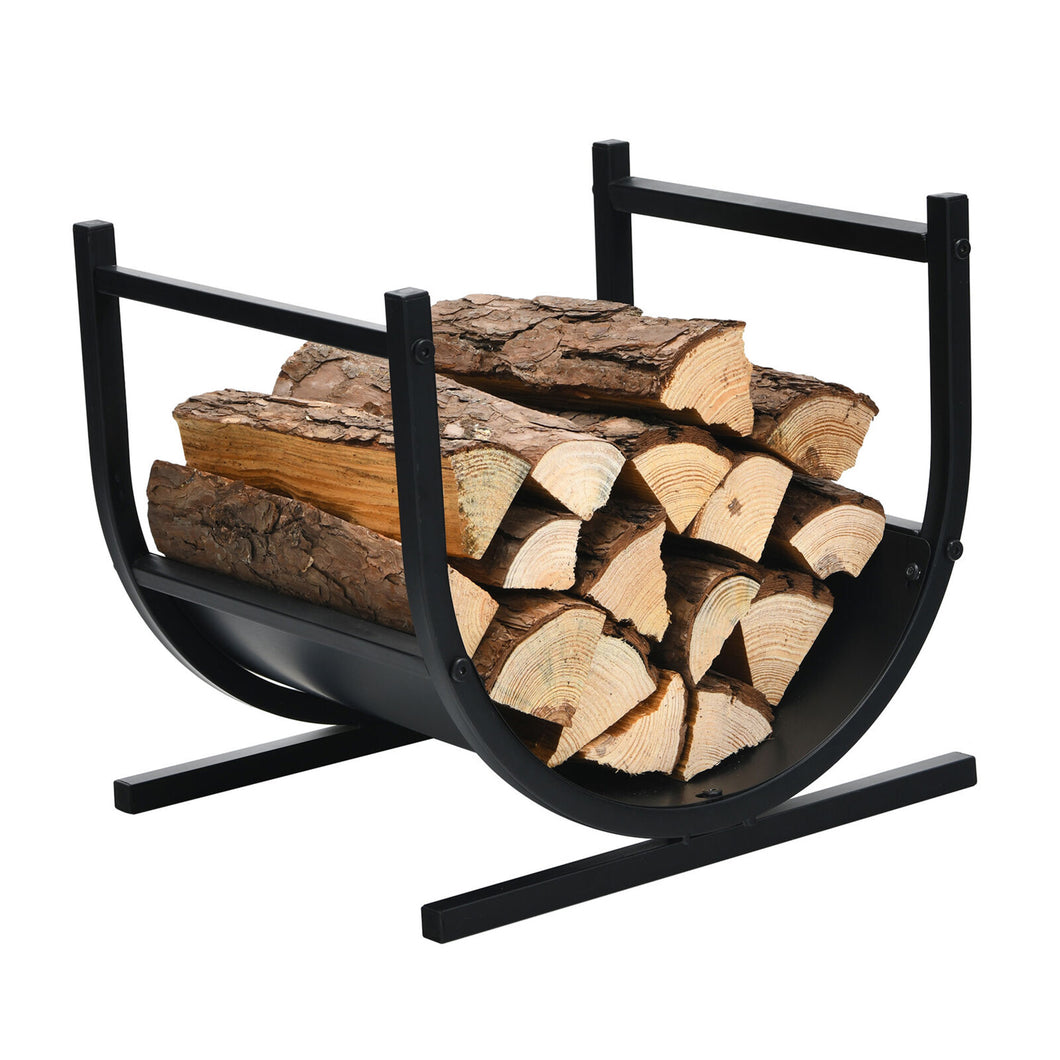 Gymax 17'' U-Shaped Firewood Rack Steel Fireplace Wood Storage Log Rack Holder
