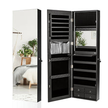 Load image into Gallery viewer, Gymax Mirror Jewelry Cabinet 96 LED Lights Wall Door Mounted Armoire w/ Makeup Rack
