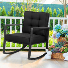 Load image into Gallery viewer, Gymax Outdoor Wicker Rocking Chair Patio Lawn Rattan Single Chair Glider w Black Cushion
