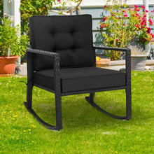 Load image into Gallery viewer, Gymax Outdoor Wicker Rocking Chair Patio Lawn Rattan Single Chair Glider w Black Cushion
