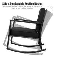 Load image into Gallery viewer, Gymax Outdoor Wicker Rocking Chair Patio Lawn Rattan Single Chair Glider w Black Cushion
