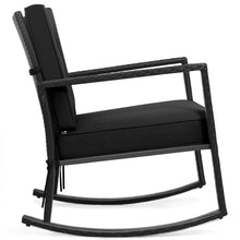 Load image into Gallery viewer, Gymax Outdoor Wicker Rocking Chair Patio Lawn Rattan Single Chair Glider w Black Cushion
