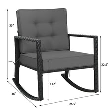 Load image into Gallery viewer, Gymax 2PCS Outdoor Wicker Rocking Chair Patio Rattan Single Chair Glider w Grey Cushion
