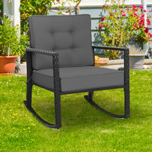 Load image into Gallery viewer, Gymax 2PCS Outdoor Wicker Rocking Chair Patio Rattan Single Chair Glider w Grey Cushion
