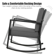 Load image into Gallery viewer, Gymax 2PCS Outdoor Wicker Rocking Chair Patio Rattan Single Chair Glider w Grey Cushion
