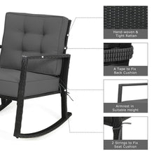 Load image into Gallery viewer, Gymax 2PCS Outdoor Wicker Rocking Chair Patio Rattan Single Chair Glider w Grey Cushion
