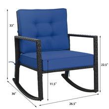 Load image into Gallery viewer, Gymax Outdoor Wicker Rocking Chair Patio Lawn Rattan Single Chair Glider w/ Navy Cushion
