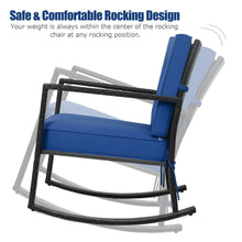 Load image into Gallery viewer, Gymax Outdoor Wicker Rocking Chair Patio Lawn Rattan Single Chair Glider w/ Navy Cushion
