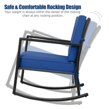 Load image into Gallery viewer, Gymax 2PCS Outdoor Wicker Rocking Chair Patio Rattan Single Chair Glider w/ Navy Cushion
