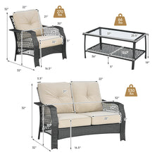 Load image into Gallery viewer, Gymax 4PCS Cushioned Patio Conversation Set Outdoor Rattan Furniture Set
