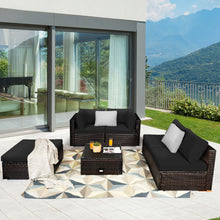 Load image into Gallery viewer, Gymax 6PCS Rattan Patio Sectional Sofa Set Outdoor Furniture Set w/ Black Cushions
