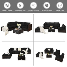Load image into Gallery viewer, Gymax 6PCS Rattan Patio Sectional Sofa Set Outdoor Furniture Set w/ Black Cushions

