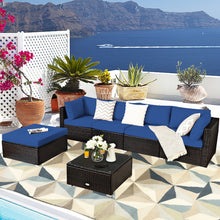 Load image into Gallery viewer, Gymax 6PCS Rattan Patio Sectional Sofa Set Outdoor Furniture Set w/ Navy Cushions
