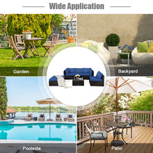 Load image into Gallery viewer, Gymax 6PCS Rattan Patio Sectional Sofa Set Outdoor Furniture Set w/ Navy Cushions
