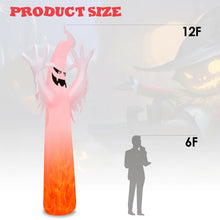 Load image into Gallery viewer, Gymax 12ft Inflatable Halloween Ghost Blow Up Decoration w/ Built-in Flame Light
