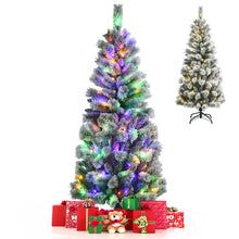 Load image into Gallery viewer, Gymax 5/6/7.5/8 ft Pre-lit Snow Flocked Artificial Christmas Tree w/ Multi-Color LED Lights
