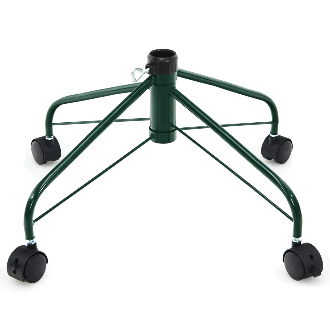 Gymax Rolling Folding Christmas Tree Stand Metal Tree Stand Fits for Tree Up to 7ft